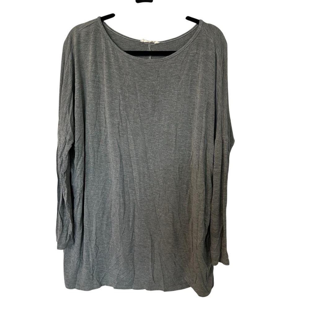 A.Gain Women's Long Sleeve Rounded Neck Gray Flowy Tunic Top Sz L GUC